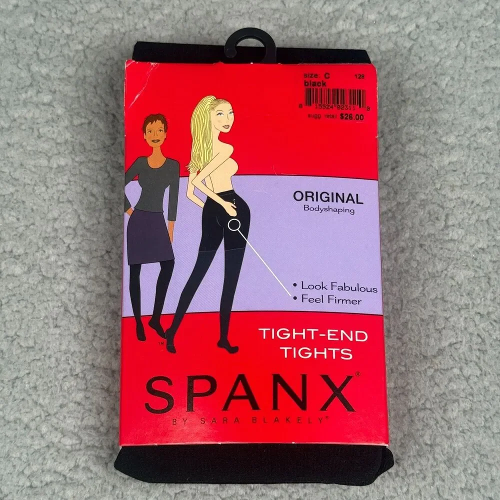 Spanx 128 Tight End Tights Womens Size C Black Original Body Shaping Underwear
